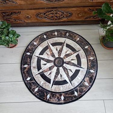Imagem de Rugendary Tapete de bússola tapete de área redondo legal Hypebeast tapete de iate tapete de barco macio ultra macio antiderrapante tapete de casa de verão decoração de casa de luxo (0,6 x 0,6 m
