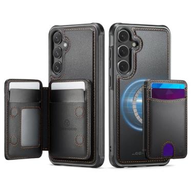 Imagem de owlhold Capa carteira para Samsung Galaxy S25, compatível com MagSafe e bloqueio de RFID 2 em 1, capa dobrável dobrável, estilo de suporte de couro PU removível, capa de telefone para Samsung Galaxy