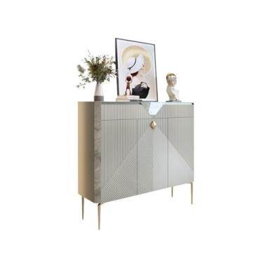 Imagem de KEG801302 Armário de sapatos de entrada de luxo leve moderno uma villa sala de estar divisória rack de armazenamento entrada corredor entrada pedra laje organizador de armário de sapatos