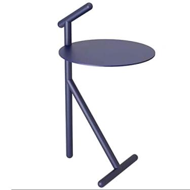 Imagem de Mesa lateral pequena de metal, mesa lateral de sofá, mesa de centro pequena, mesa de canto para lugares pequenos, mesa de cabeceira para quarto, mesa de destaque para sala de estar, varanda e café