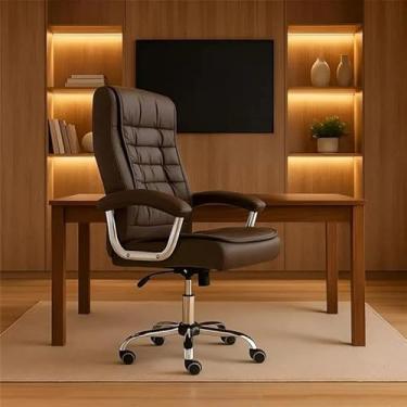 Imagem de Cadeira Ergonômica de Escritório Presidente Executiva Big Com 42 Molas Ensacadas, Pillow Top no Assento e Encosto, Sistema Relax Com Trava, Suporta até 150kg, Modelo California HomeNow (Marrom)