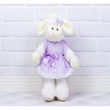 Imagem de Ovelha fufy de pelucia 22 cm - vestido com lese  - CKD CONFECCOES, Lil
