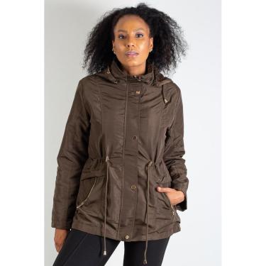 Imagem de Parka feminina forrada com capuz 80105 - GG - Verde militar-Feminino
