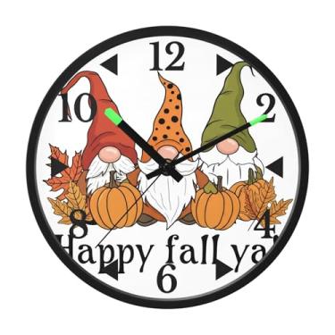 Imagem de STAYTOP Relógio de parede LED Gnomo de Ação de Graças para quarto com brilho noturno, relógios de parede silenciosos de 30 cm para decoração de sala de estar, controle de som, relógio de parede