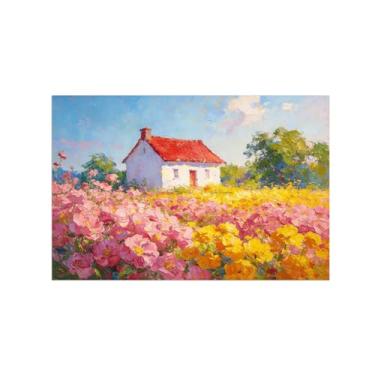 Imagem de BMZFYBS Impressão em tela de arte de parede de paisagem - decoração de campo de flores para sala de estar 70 x 105 cm 27 x 41 pol sem moldura