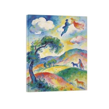 Imagem de BMZFYBS Impressão em tela de arte de parede de surrealismo - Casal de nuvens de montanha - pintura de decoração de paisagem - quadros para sala de estar pronta para pendurar tela embrulhada 50 x 65 cm