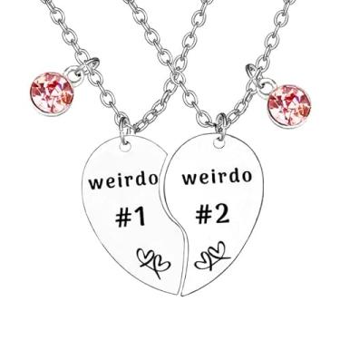 Imagem de Ximerinf Weirdo Colar Coração Bff para 4 Colares de Melhor Amigo Irmã Amizade Joias de Aço Inoxidável, Large, Vidro, Zircônia cúbica