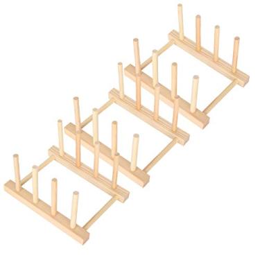 Imagem de 3 Conjunto de Prateleira Drenagem Tigelas Madeira para Utensílios Cozinha Plegável Armazenamento Compacto Ecológico Decoração Casa Pratos Copos Tabule