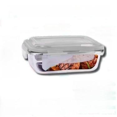 Imagem de Kit 1 a 5 Potes Vidro Hermético 370ml Mantimentos Marmita Armazenamento Alimentos Comida Refeição(1 Pote)