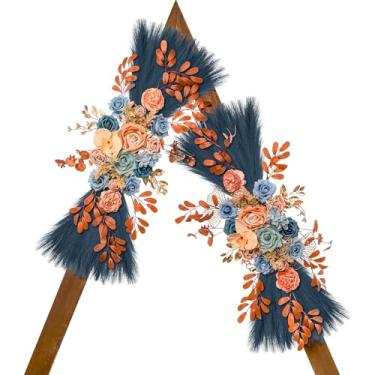 Imagem de Lisuun Flores de arco de casamento, flores artificiais para decoração, flores grandes para decoração floral estilo boho cerimônia de casamento - Pacote com 2