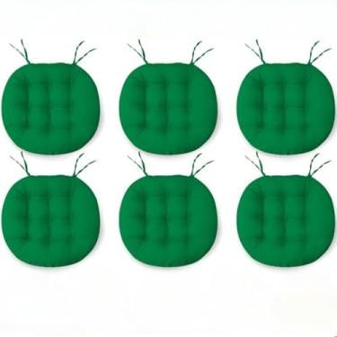 Imagem de Kit com 6 Assentos Futon Redondos Oxford Liso 40x40cm - Confortáveis para Cadeiras, Bancos e Eventos, Duráveis e Versáteis para Casa e Jardim (Verde)