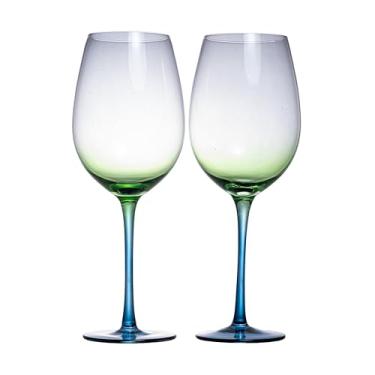 Imagem de Jogo de 2 Taças para Vinho em Vidro 550Ml A25Cm Verde Degradê Fracalanza - Full Fit