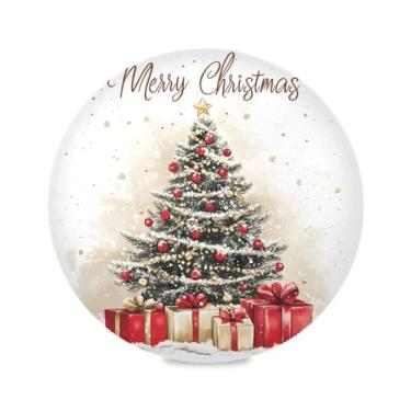Imagem de STAYTOP Jogo americano redondo de árvore de Natal, 6 peças, tapetes de mesa antiderrapantes fáceis de limpar para decoração de mesa de festa de churrasco em casa