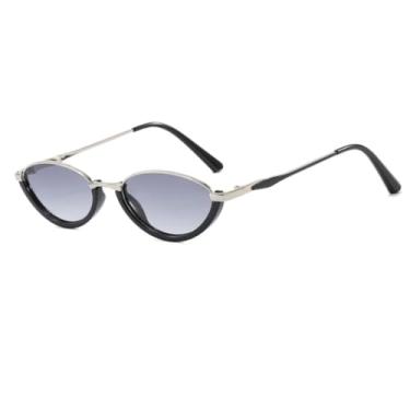 Imagem de HCHES Óculos de Sol Retrô Semiarmação com Proteção UV400, Cores Modernas, para Esportes ao Ar Livre, Unissex (Preto-Cinza)