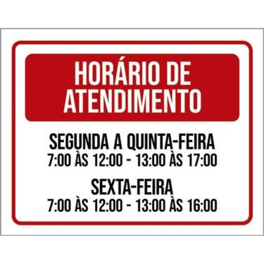 Imagem de Kit 5 Placas Horário Atendimento Segunda Quinta Sexta 36X46