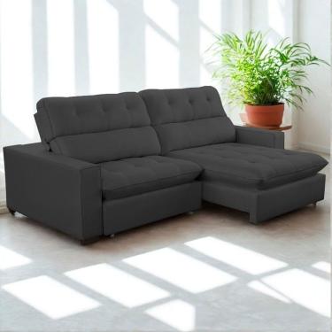 Imagem de Sofa Retratil Reclinavel 2 Lugares 220cm Veludo Andreia Grafite