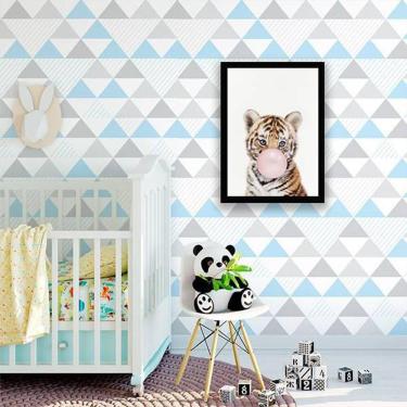 Imagem de Quadro Decorativo Tigrinho Chicletes 34X23Cm Moldura Branca