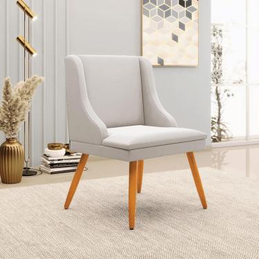 Imagem de Kit 4 Cadeiras Decorativas Sala de Jantar Pés Palito de Madeira Firenze Veludo Cinza/Natural G19 - Gran Belo