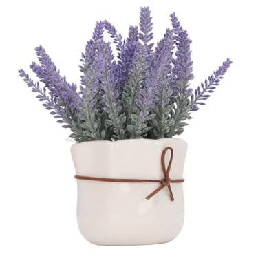 Imagem de Pssopp Pequenas Plantas Artificiais: Base de Cerâmica Com Barbante Rústico, Mini Vasos de Plantas Artificiais para Decoração de Casa e Escritório, Folhas de PVC Realistas (7146C 01 Vaso de Renda)