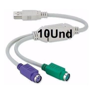 Imagem de Kit 10 Cabo Adaptador Conversor Usb Para 2 Ps2 Teclado Mouse