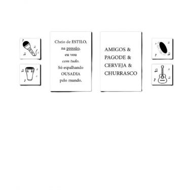 Imagem de Quadros Placas Mdf 6mm Sala Cozinha Pagode Cerveja 6un 29x20