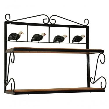 Imagem de Prateleira Cozinha Dupla Madeira Ferro Angolas Preto 50x60.