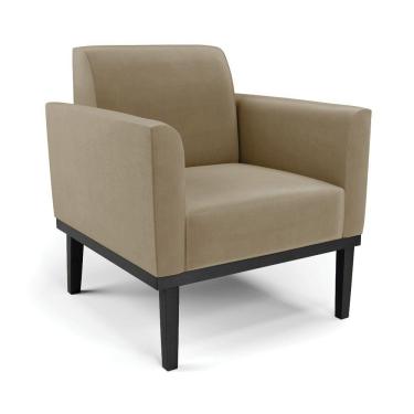 Imagem de Poltrona Base De Madeira Fixa Preto Marisa Suede - D'Rossi Marrom Rato