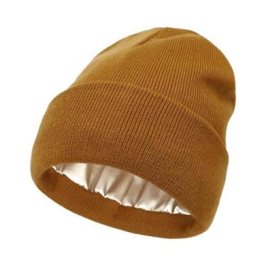 Imagem de Gorro Unissex De Inverno Com Forro De Cetim, Touca Quente De Seda Com 