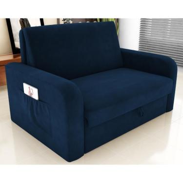 Imagem de Sofá Cama Com Baú 2 Lugares Numey Suede Azul