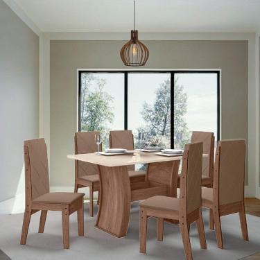 Imagem de Conjunto Sala De Jantar 1,35 Com 6 Cadeiras Amêndoa 73B