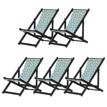 Imagem de Kit 5 Espreguiçadeiras Dobrável Black Sb-triang Azul
