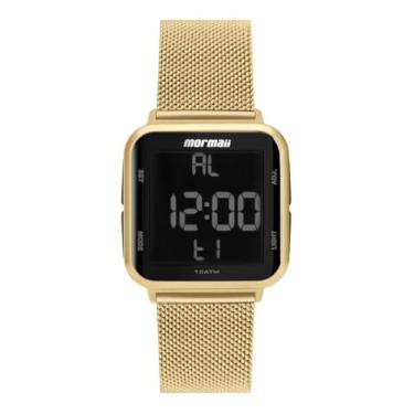 Imagem de Relógio Unissex Digital Esportivo Masculino E Feminino Quadrado Dourado Lcd Negativo Dourado Com Pulseira Em Aço Inoxidável A Prova Dágua Em 10 Metros Original