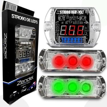 Imagem de Kit Strobo Automotivo Zendel Rgb Bluetooth 2 Faróis 7 Cores 12v Rgb