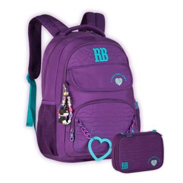 Imagem de Kit Mochila Rebecca Bonbon Costas e Estojo Box Teen Meninas, Roxo