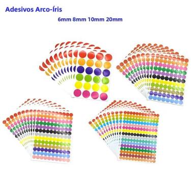 Imagem de Adesivos De Pontos Coloridos 6mm 8mm 10mm 20mm, Círculos Redondos, Eti