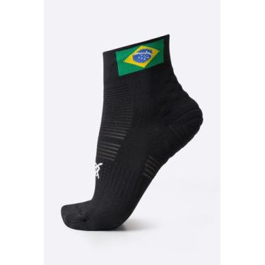 Imagem de Meia Curta para Corrida HUPI - Running Pro Brasil Preto, Preto