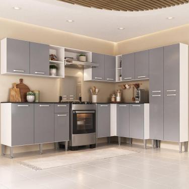 Imagem de Armário Cozinha Modulada Completa de Canto 432,5cm Pequim Pop Multimóveis MP3773