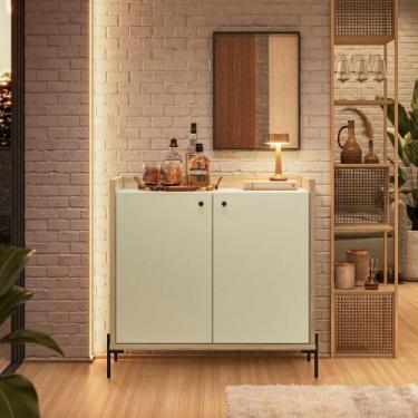 Imagem de Buffet Aparador Pequeno Linus 2 Portas com Vidro 92cm Itapuã - Inusitt