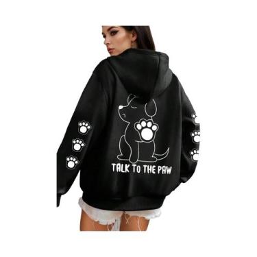 Imagem de Moletom Feminino Quente De Lã Com Estampa Divertida De Cachorro, Blusa