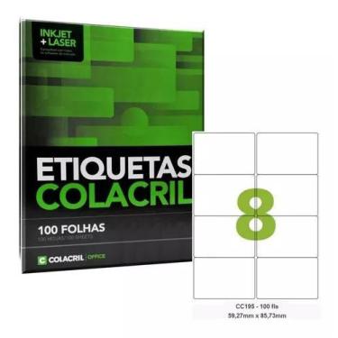 Imagem de Etiqueta Colacril CC195 (59,27x85,73 mm) Caixa Com 100 Fls, Branca