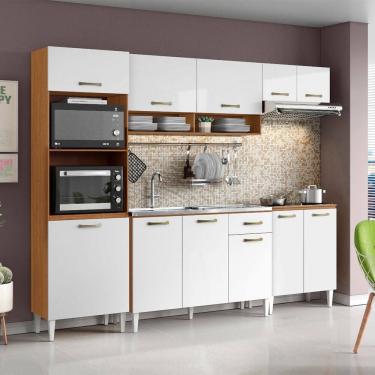 Imagem de Cozinha Compacta Atenas Balcão 120cm com Pia e Cuba GhelPlus e Balcão 70cm Cinamomo Branco Aramóveis