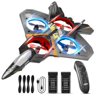 Imagem de Avião Quadcóptero de Controle Remoto com Sensor de Gravidade e Rolo de Acrobacias para Crianças e Adultos, 4DRC V17, Cinza