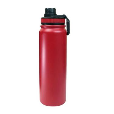 Imagem de Garrafa térmica de inox com tampa e alça 800ml - Amigold, Vermelho