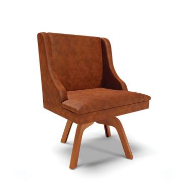 Imagem de Cadeira de Jantar Liz Corano Nozes Base Giratória Madeira MM35 - D'Rossi