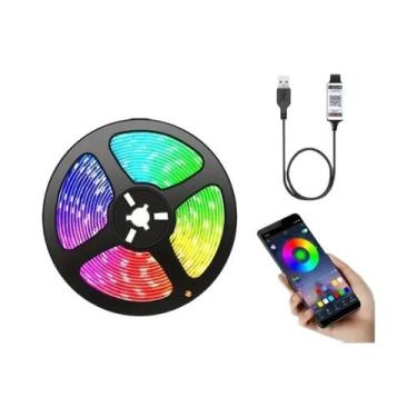 Imagem de Fita De LED RGB SMD 5050 Com Controle Remoto USB E APP Bluetooth, Fita