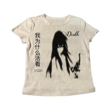 Imagem de Camisetas Cropped Vintage Góticas Y2K Anime Harajuku Para Mulheres, Es