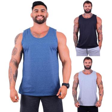 Imagem de Kit 3 Regatas Clássicas MXD Conceito Slim Cores Básicas e Mescladas Lisas-Masculino