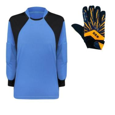 Imagem de Camisa Goleiro trb Infantil + Luva DRB Laranja Infantil, Celeste, 8