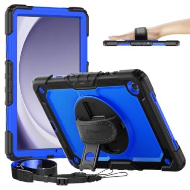 Imagem de Timecity Capa para tablet Samsung Galaxy Tab A9+/A9 Plus 5G 2024 SM-X210/X216/X218, capa protetora de corpo inteiro com protetor de tela, suporte giratório de 360°, alça de mão e ombro - azul escuro