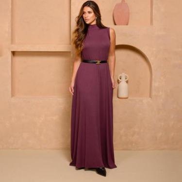 Imagem de Vestido Longo Nayana - Malha Premium Bordô-Feminino